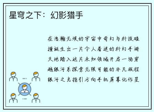 星穹之下：幻影猎手